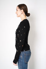 Dorothee Schumacher Embellished Fine Rib Merino Twinset in Black