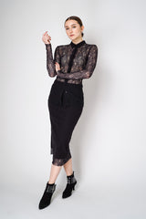 Philosophy di Lorenzo Serafini Stretch Lace Button-Up Top in Black