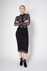 Philosophy di Lorenzo Serafini Stretch Lace Button-Up Top in Black