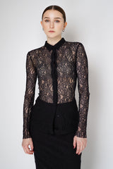 Philosophy di Lorenzo Serafini Stretch Lace Button-Up Top in Black