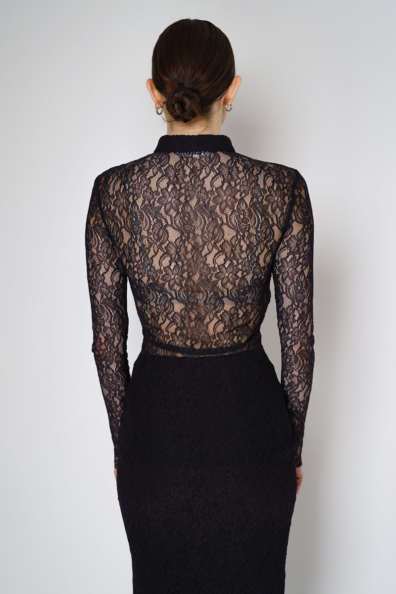 Philosophy di Lorenzo Serafini Stretch Lace Button-Up Top in Black