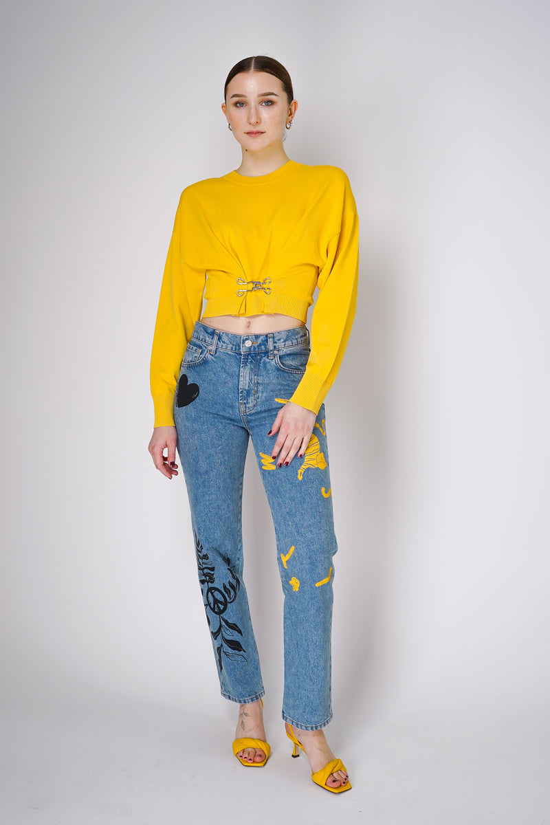 Moschino Jeans Straight Leg Patchwork Jeans