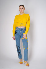 Moschino Jeans Yellow Knitted Viscose Top