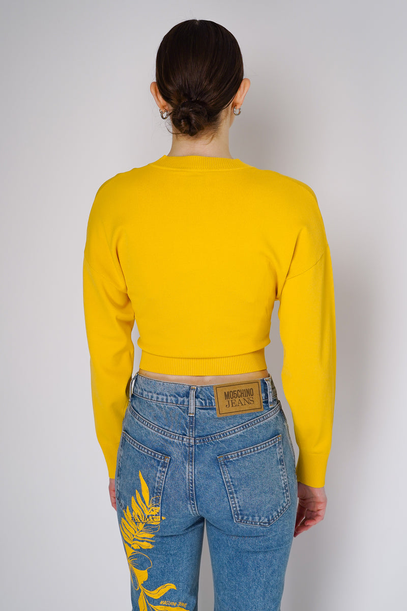 Moschino Jeans Yellow Knitted Viscose Top