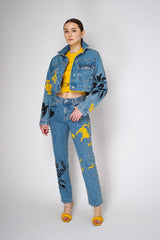 Moschino Jeans Straight Leg Patchwork Jeans