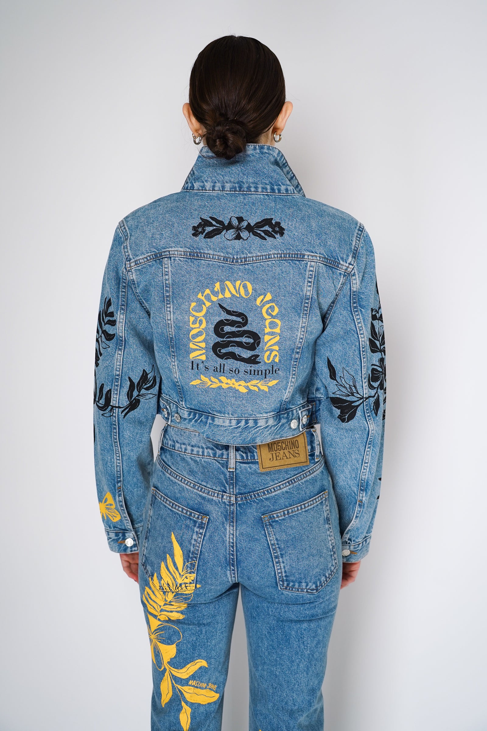 Moschino cropped denim jacket hotsell