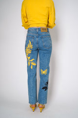 Moschino Jeans Straight Leg Patchwork Jeans