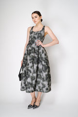 Philosophy di Lorenzo Serafini Midi Scuba Dress in Grey Abstract Print