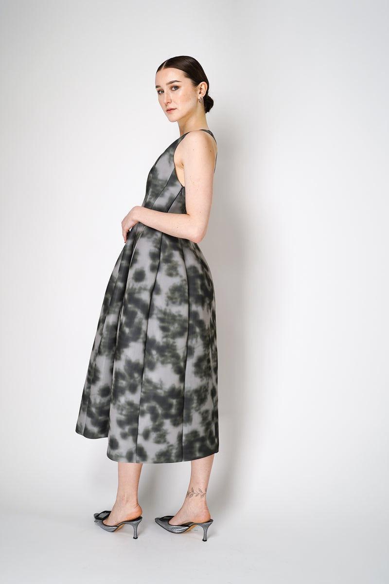 Philosophy di Lorenzo Serafini Midi Scuba Dress in Grey Abstract Print