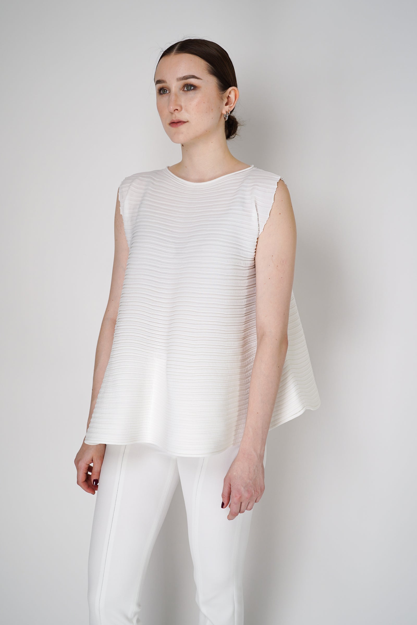 Pleats Please Issey Miyake Bounce Knit Wide Bottom Ribbed Sleeveless T –  Ashia Mode