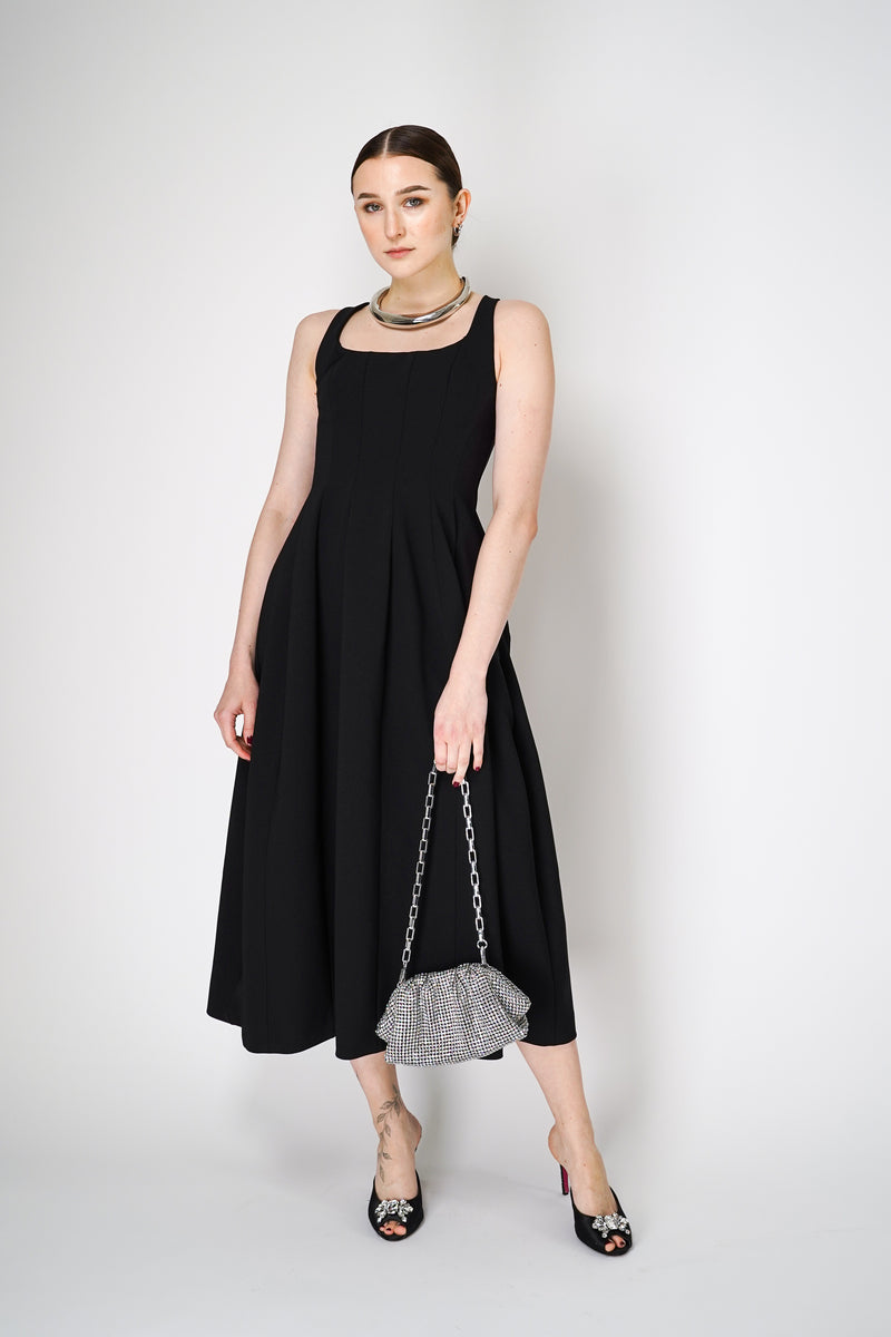 Philosophy di Lorenzo Serafini Panel Stitch Midi Dress in Black