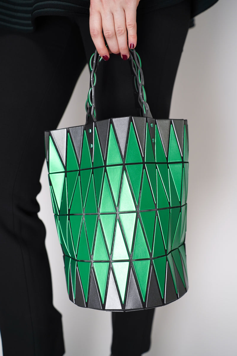 Bao Bao Issey Miyake Basket Bag in Green and Charcoal