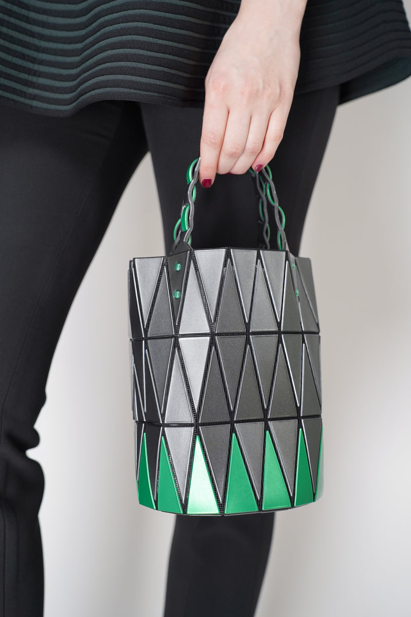 Bao Bao Issey Miyake Small Basket Bag in Green and Charcoal Ashia Mode