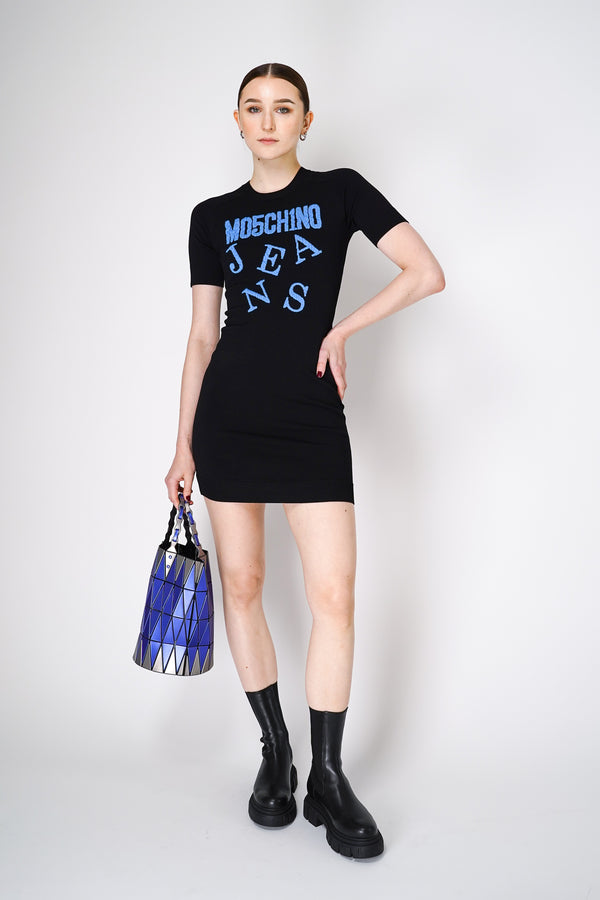 Moschino Jeans Black Knitted Viscose Mini Dress