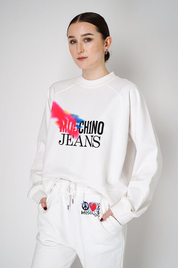 Moschino Jeans Cotton Sweatshirt with Neon Paint Swatch Print