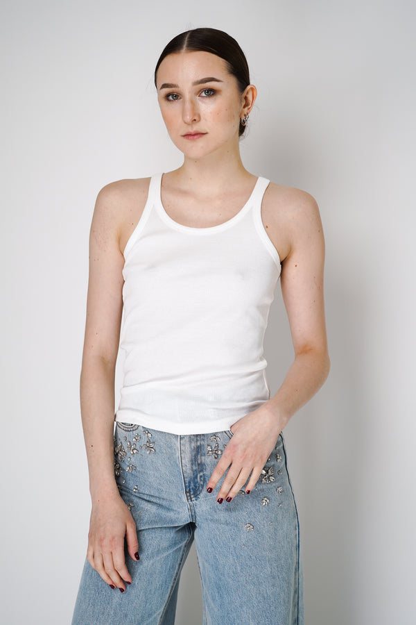 Dorothee Schumacher Fine Rib Cotton Tank Top in White Vancouver. Shop Online or in Store.