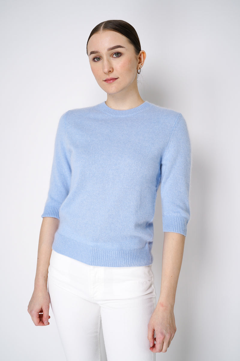 Dorothee Schumacher Wool Cashmere Round Neck Pullover in Light Blue