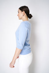 Dorothee Schumacher Wool Cashmere Round Neck Pullover in Light Blue