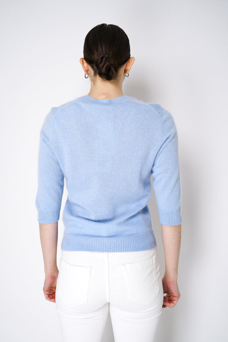 Dorothee Schumacher Wool Cashmere Round Neck Pullover in Light Blue