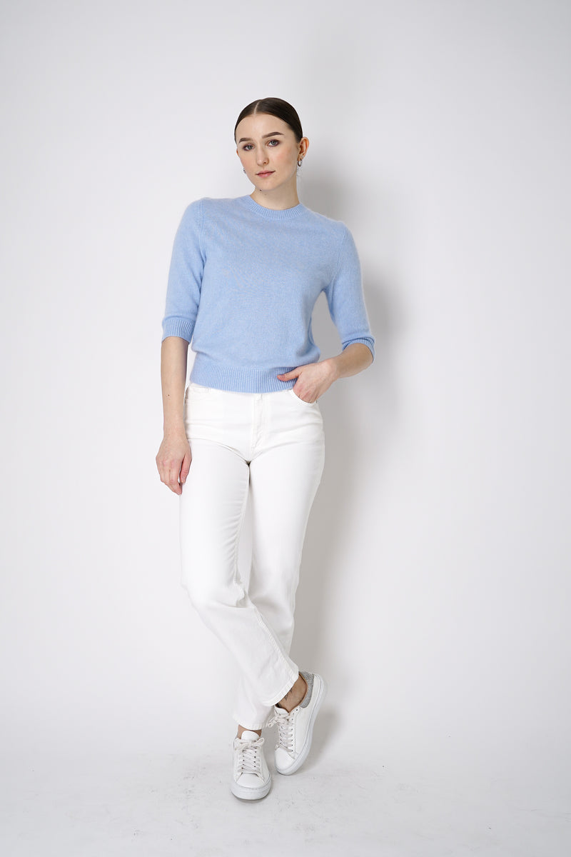 Dorothee Schumacher Wool Cashmere Round Neck Pullover in Light Blue