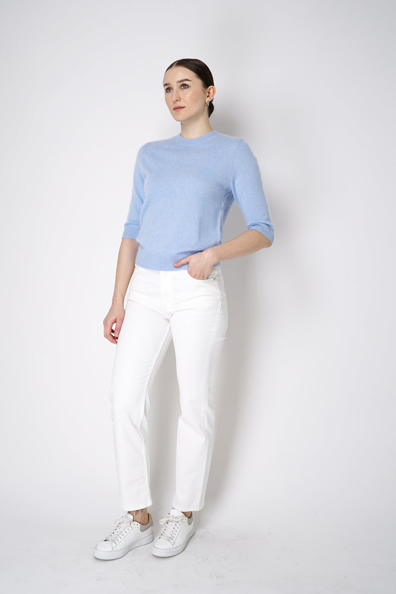 Dorothee Schumacher Wool Cashmere Round Neck Pullover in Light Blue