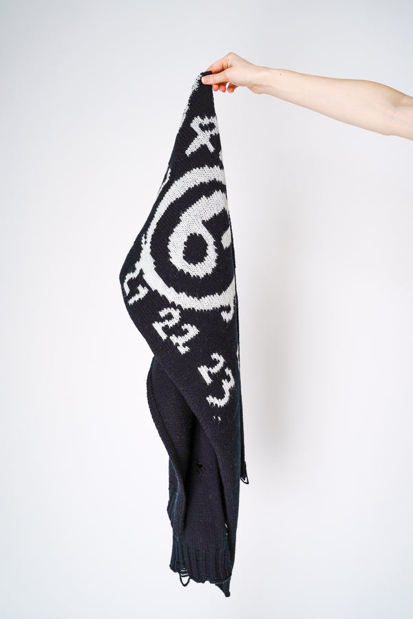 MM6 Knitted Wool Numeric Shawl in Black