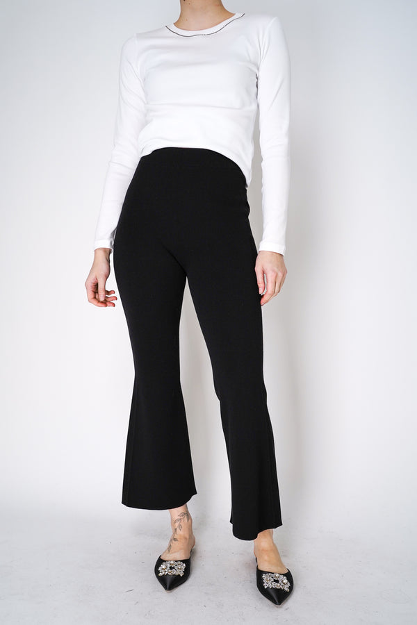 Annette Gortz Flared Ribbed Knit Pants in Black