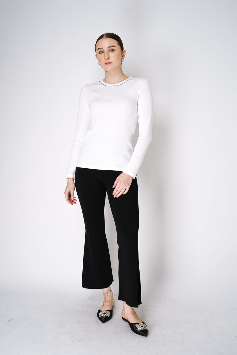 Annette Gortz Flared Ribbed Knit Pants in Black