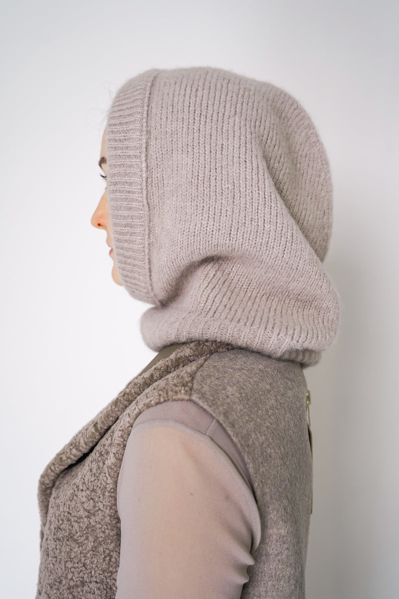 Herno Alpaca Blend Balaclava Hood in Beige Taupe Vancouver. Shop Online or in Store. 