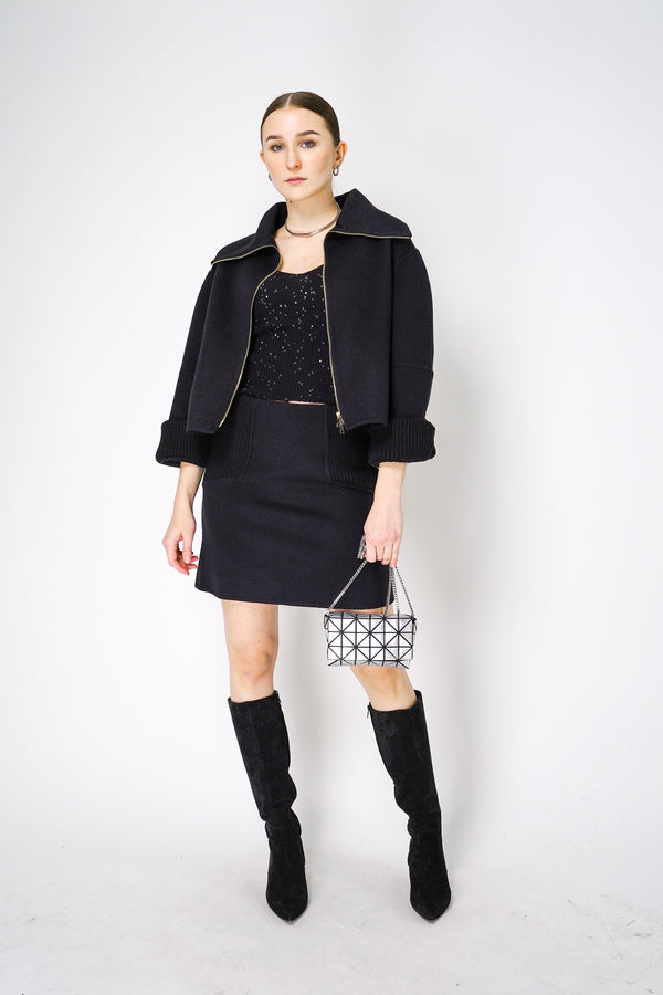 Lorena Antoniazzi Virgin Wool Flannel Mini Skirt in Black