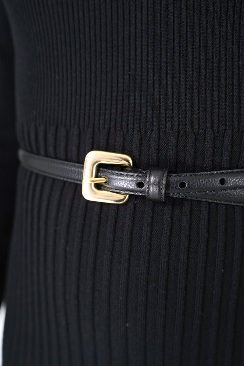 Gavazzeni Black Leather Belt with Square Gold Buckle Vancouver. Shop Online or in Store. 