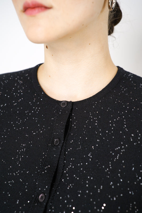 Lorena Antoniazzi Sparkly Cardigan with All Over Sequin Details in Black