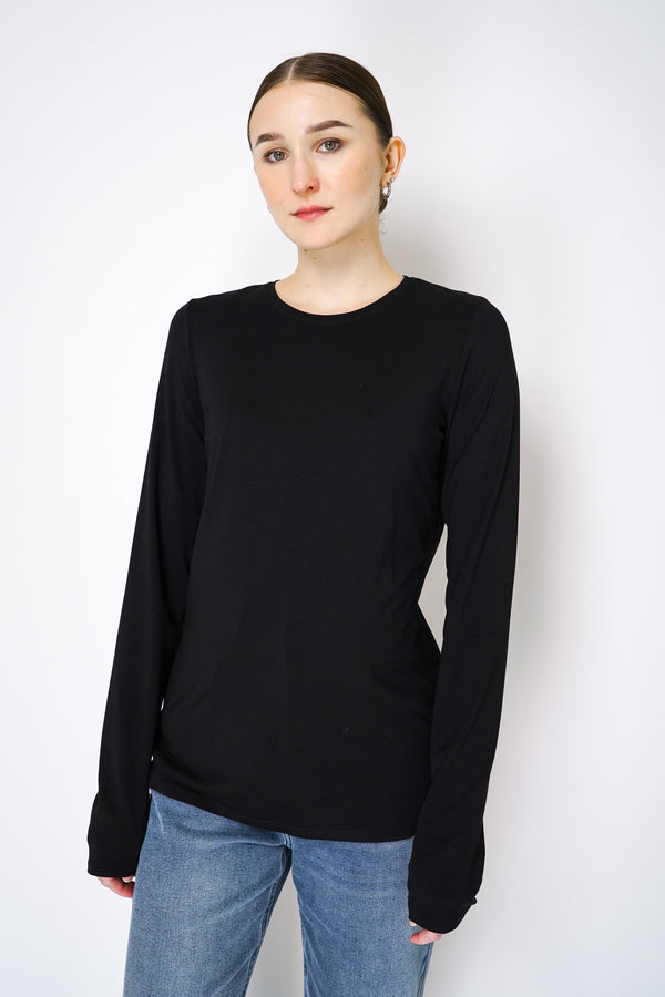 Peter O. Mahler Long Sleeve Viscose Jersey Pullover Top in Black Vancouver. Shop Online or in Store. 