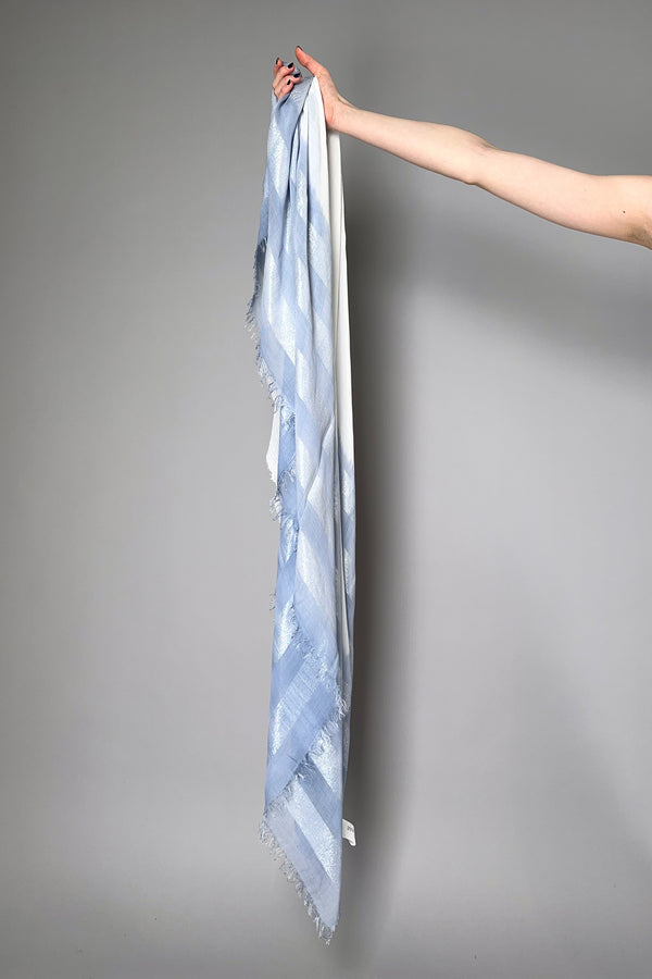 Peserico Gradiant Scarf with Sparkly Stripes in Blue