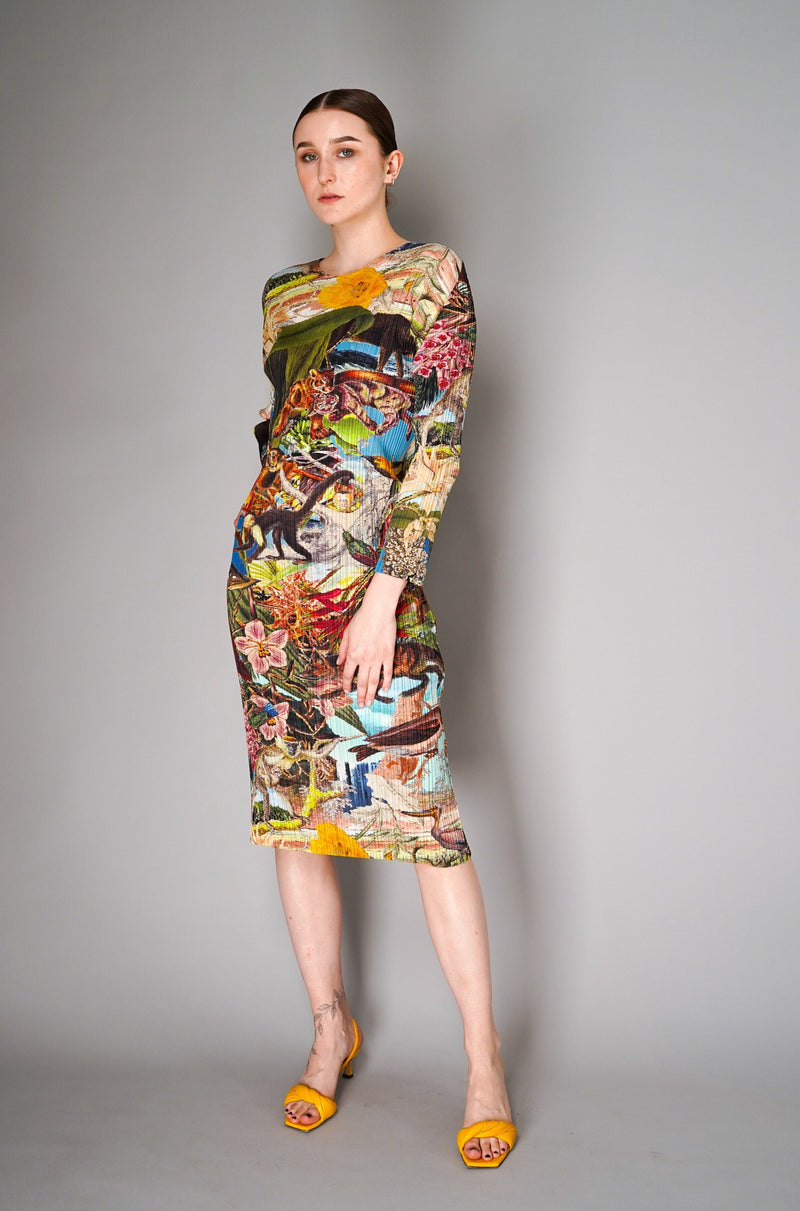 Pleats Please Issey Miyake Aurora Jungle Dress in Multicolour Vancouver. Shop Online or in Store.