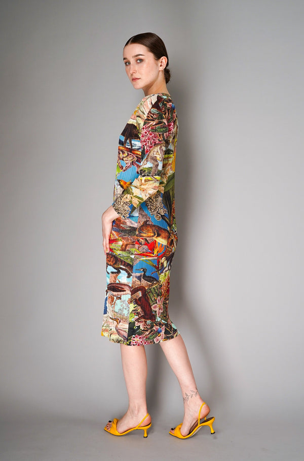 Pleats Please Issey Miyake Aurora Jungle Dress in Multicolour Vancouver. Shop Online or in Store. 