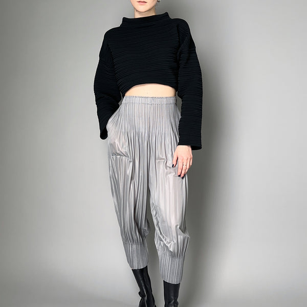 Pleats Please Issey Miyake Fluffy Basics Pant in Light Grey