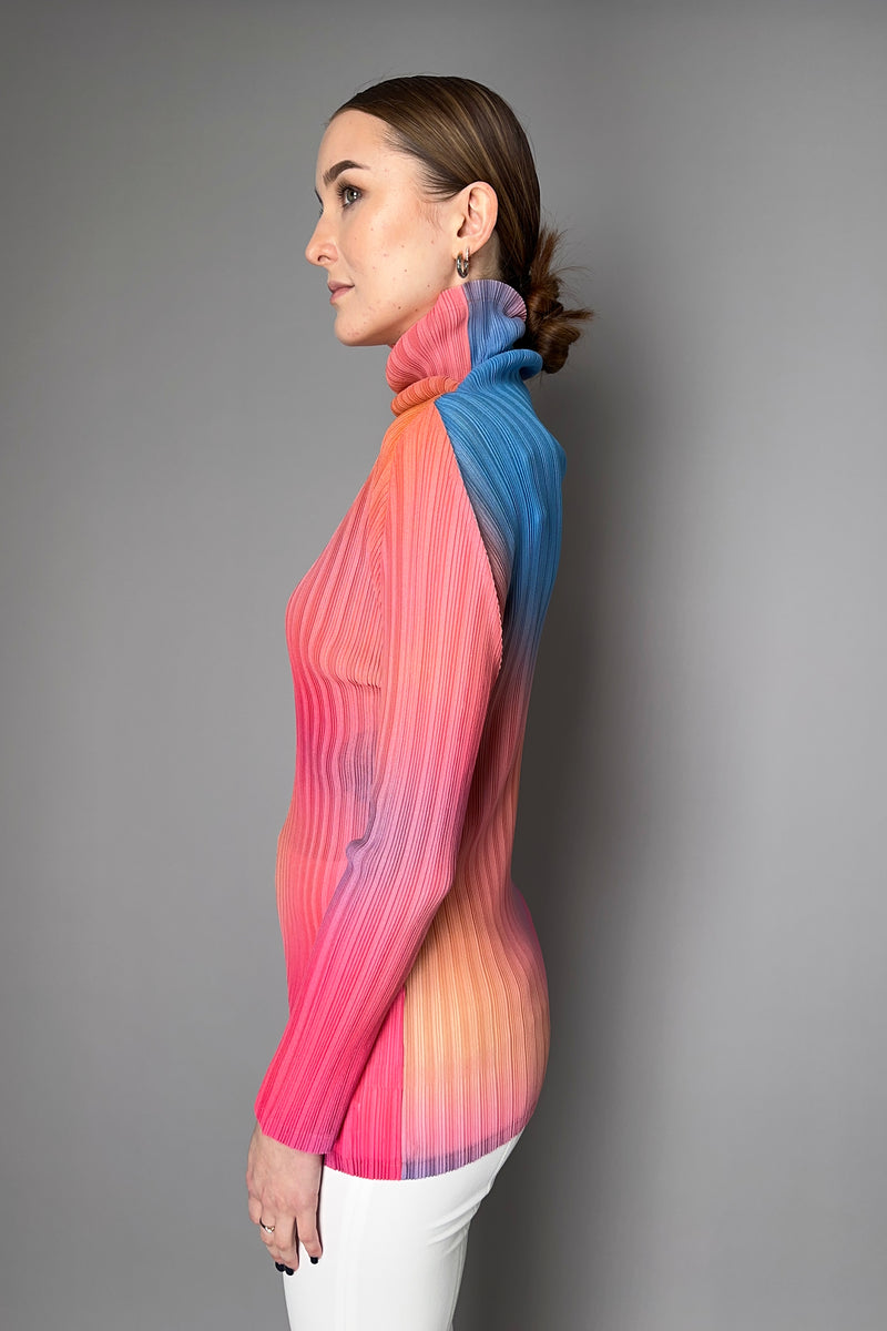 Pleats Please Issey Miyake Melty Rib Turtleneck Top in Pink and ...