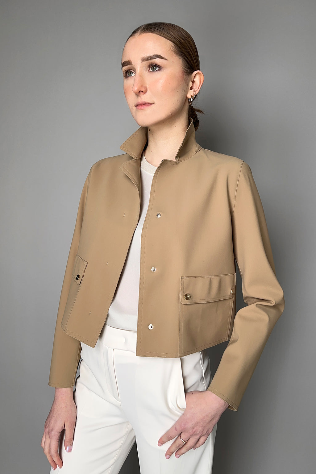 Herno Cropped Scuba Jacket in Light Beige – Ashia Mode