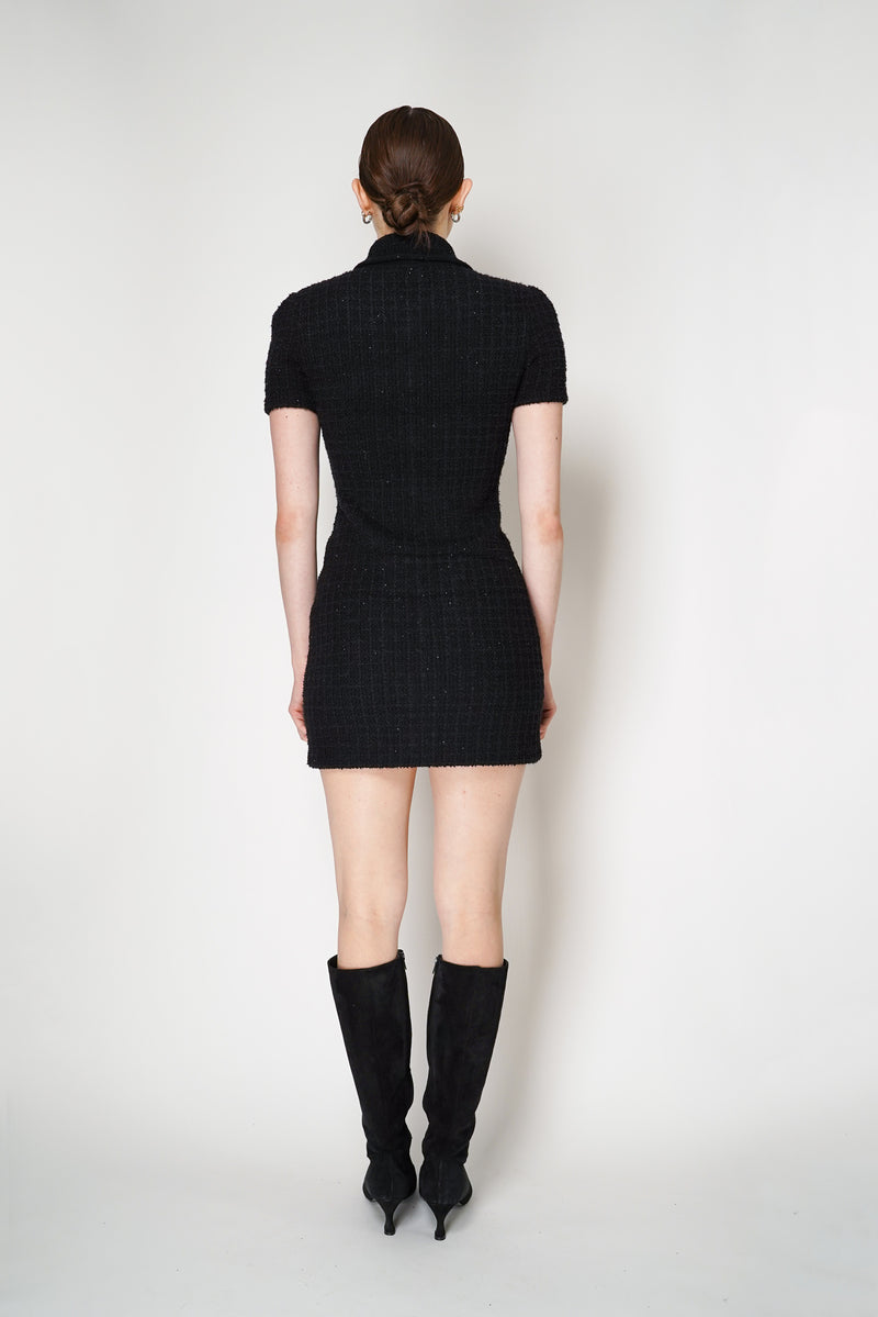 Self-Portrait Black Jewel Button Knit Mini Dress