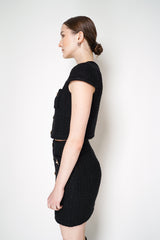 Self-Portrait Black Jewel Button Knit Top