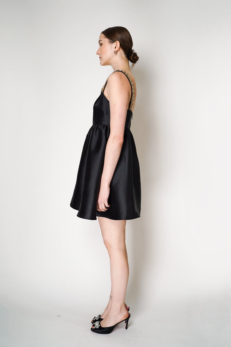 Self-Portrait Black Taffeta Embellished Mini Dress