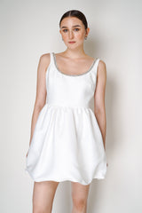 Self-Portrait White Taffeta Diamante Mini Dress