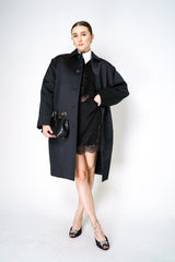 Philosophy di Lorenzo Serafini Duchess Satin Coat in Black