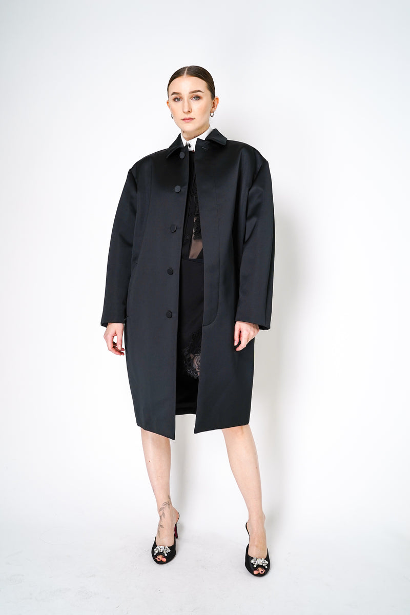 Philosophy di Lorenzo Serafini Duchess Satin Coat in Black