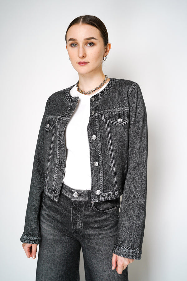 Rag & Bone Miramar Cora Denim Print Jacket in Washed Black