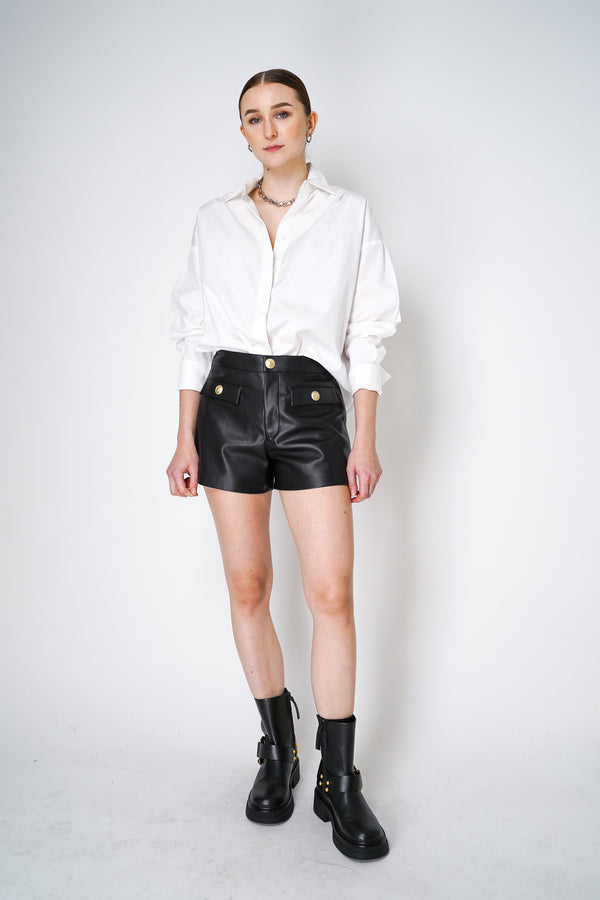 L'Agence Dionne Vegan Leather Shorts in Black