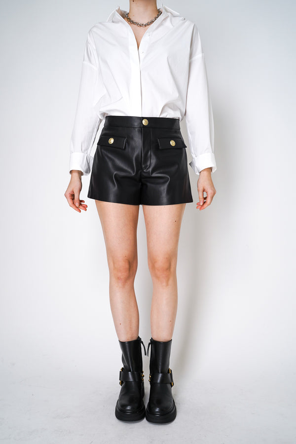 L'Agence Dionne Vegan Leather Shorts in Black