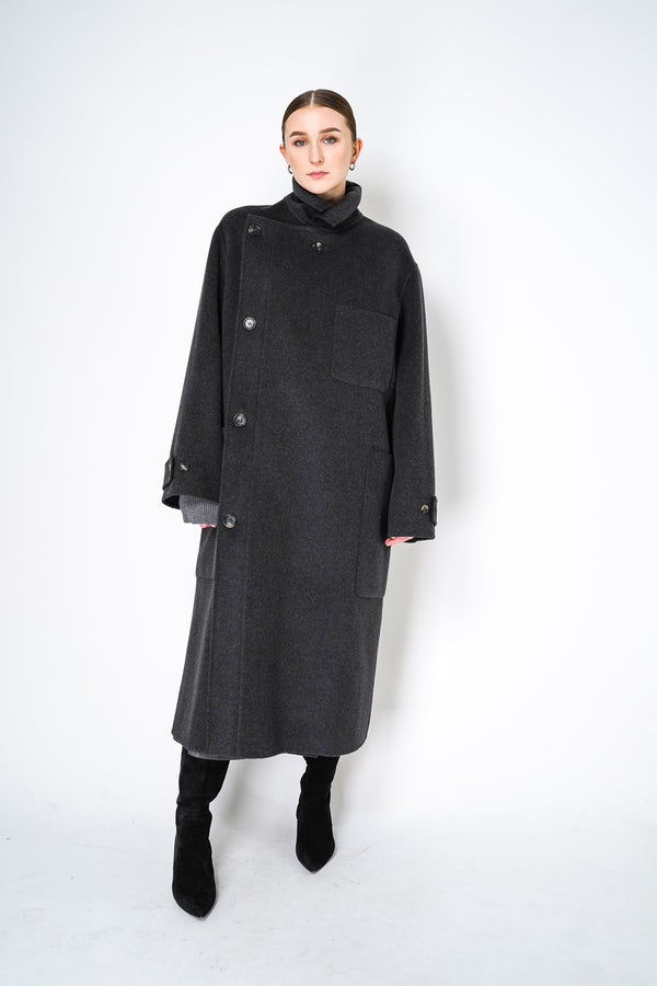 Philosophy di Lorenzo Serafini Wool Coat with Tie Belt in Charcoal