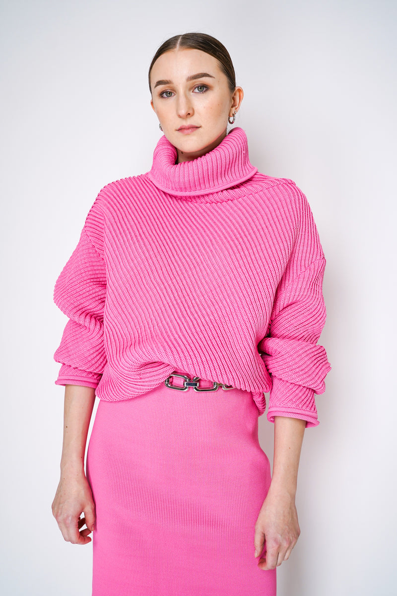 Philosophy di Lorenzo Serafini Chunky Knit Oversized Sweater in Pink